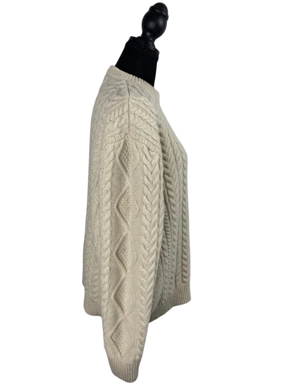 Orvis Cable Knit Crewneck Fisherman Merino Wool Sweater Cream XL Cottagecore - Picture 2 of 9